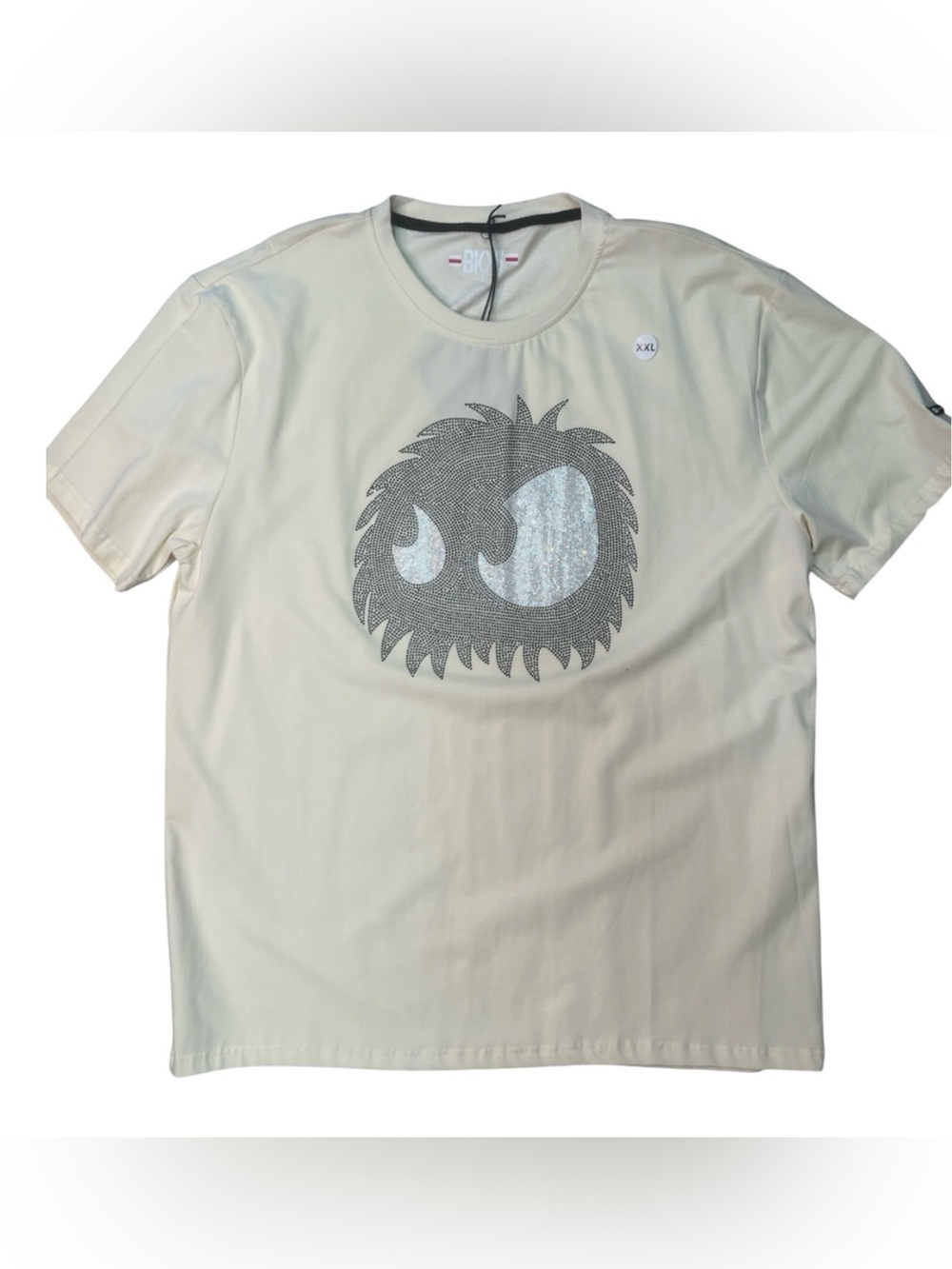 Sz M emoji Bkys Men’s Cream Graphic T-Shirt with Metallic Print